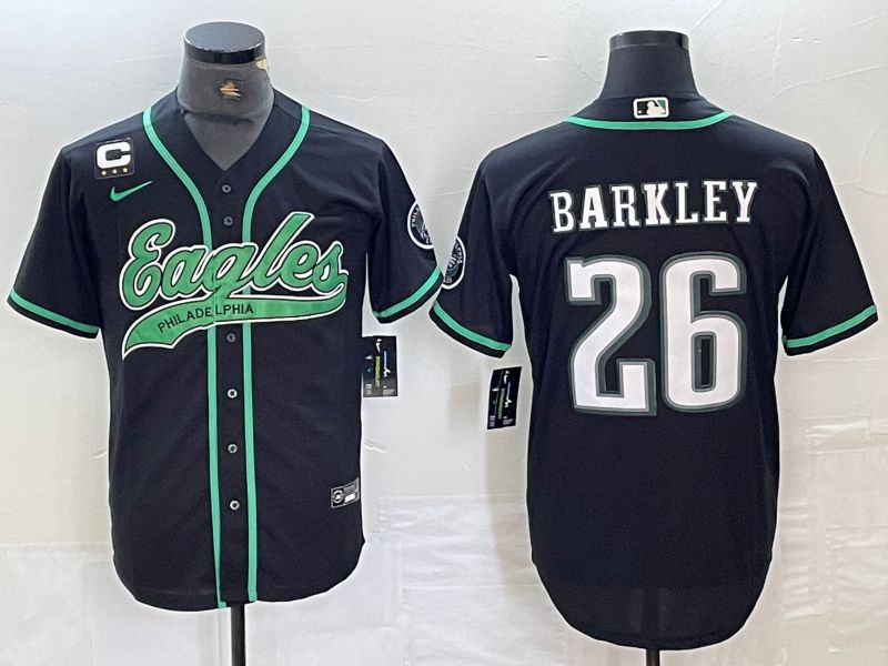 Men Philadelphia Eagles #26 Barkley Black 2024 Nike Co branded NFL Jersey style 2